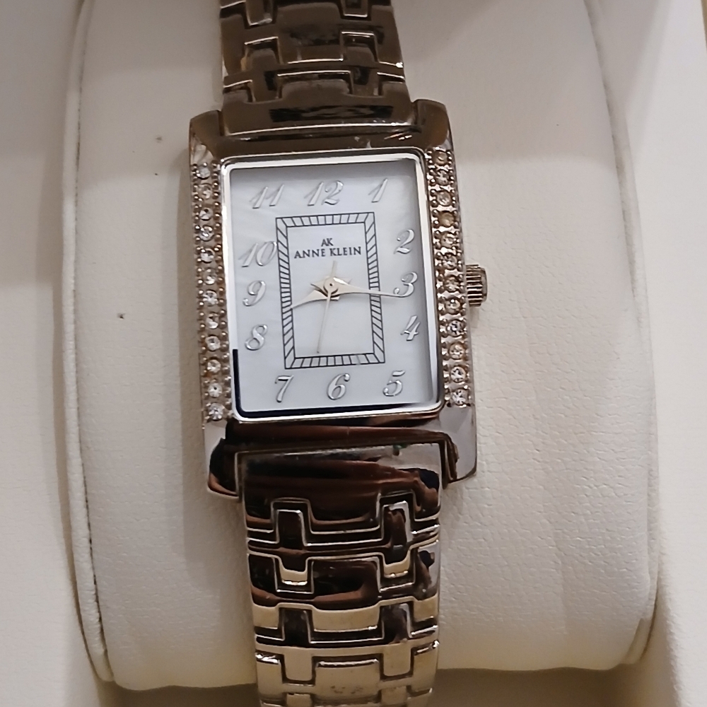 Vintage Anne Klein Ladies Watch with Rhinestones Wristwatch Stainless Steel